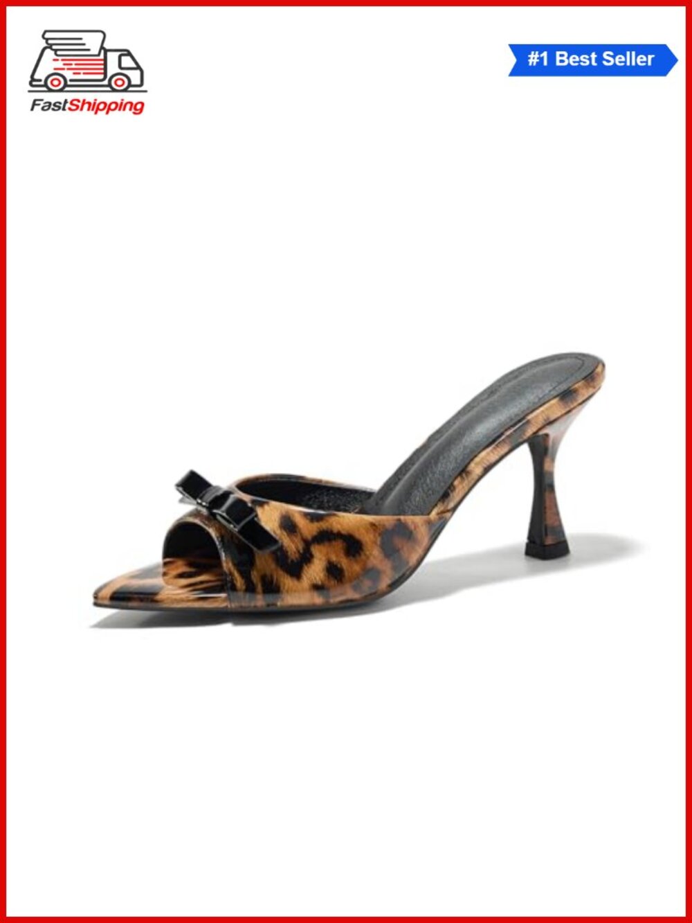 Faux Patent Leather Pointed Toe Slip On Stiletto Mule Heeled Sandals